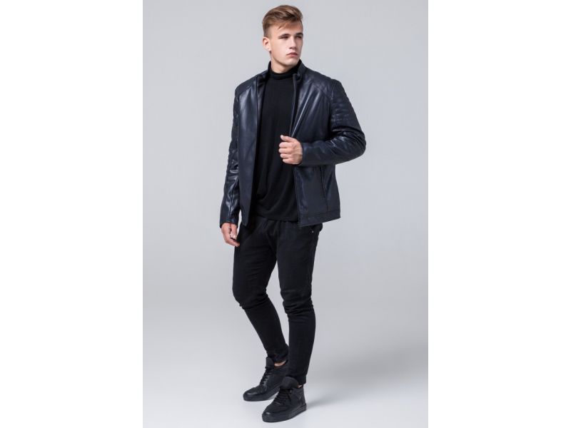 Непромокаемая молодежная темно-синяя куртка осенне-весенняя для мужчин модель 4327, фото 3