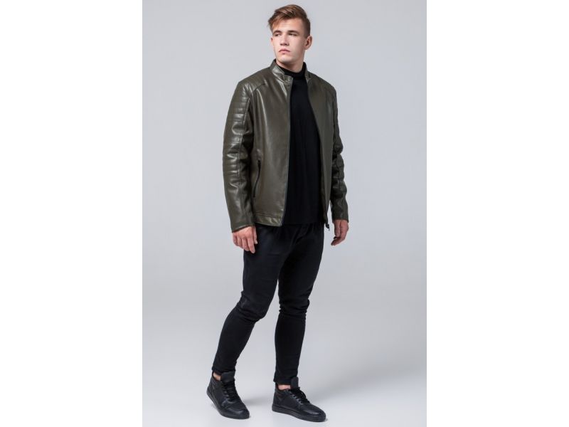 Молодежная куртка осенне-весенняя мужская цвета хаки модель 4327, фото 2