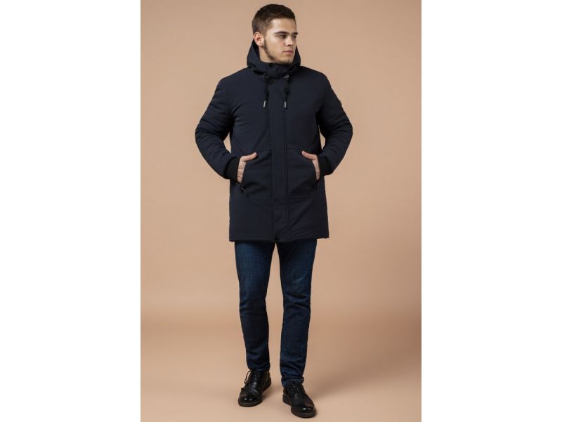 Темно-синяя парка мужская стандартной длины зимняя модель 9055, фото 2