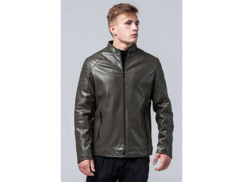 Молодежная куртка осенне-весенняя мужская цвета хаки модель 4327, фото 3