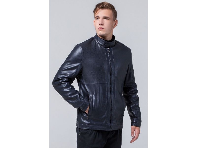 Молодежная осенне-весенняя куртка мужская темно-синяя модель 2193, фото 3