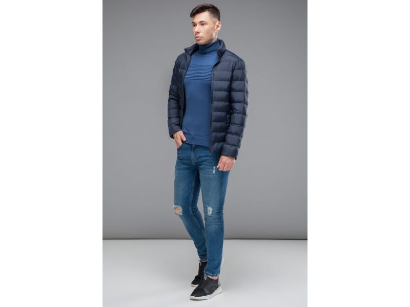 Темно-синяя куртка 2 в 1 осенне-весенняя молодежная мужская модель 12121, фото 3