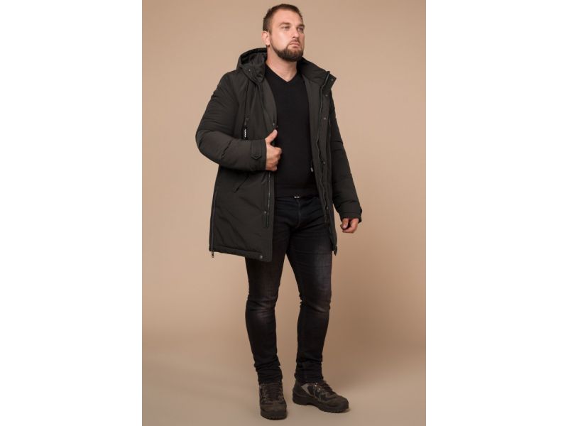 Коричневая парка мужская зимняя с капюшоном модель 19058, фото 2