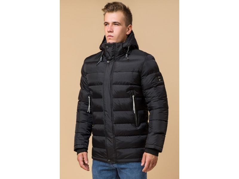Зимняя теплая куртка графитового цвета мужская модель 37533, фото 3