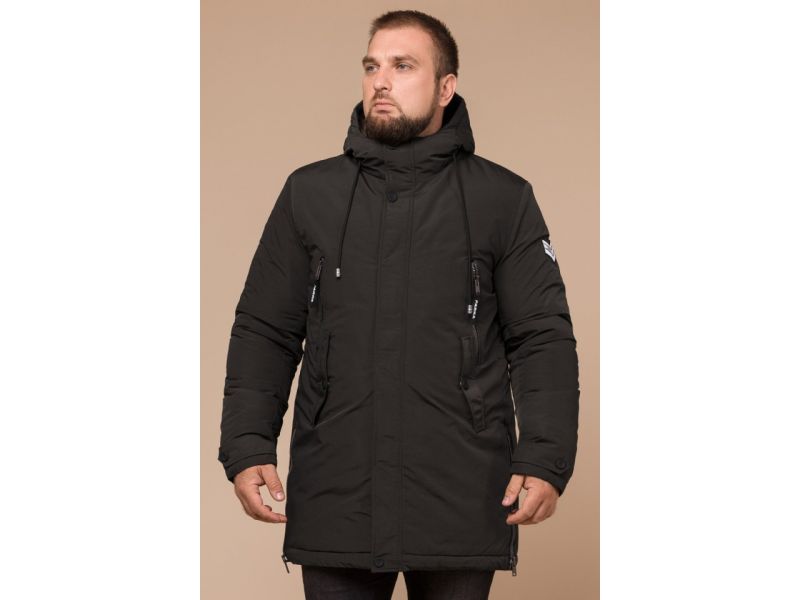 Коричневая парка мужская зимняя с капюшоном модель 19058, фото 3