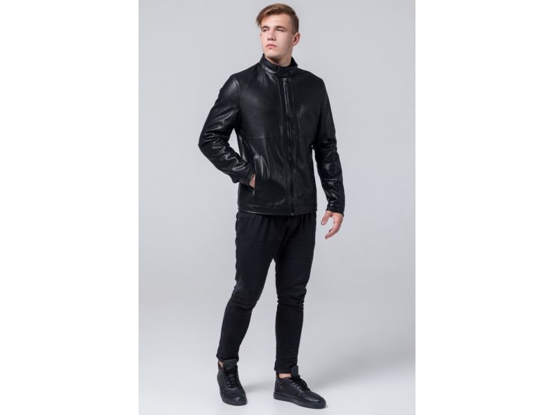 Черная молодежная мужская осенне-весенняя куртка модель 2193, фото 2