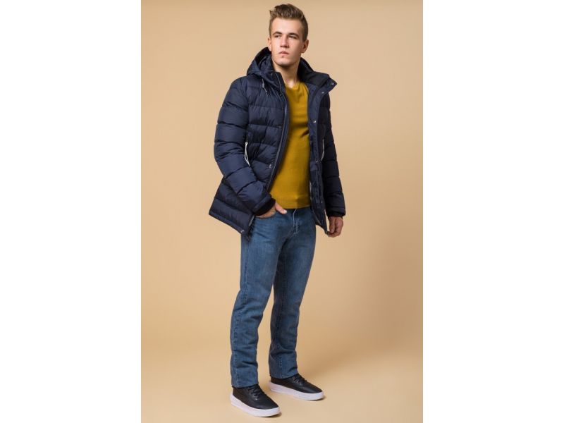 Зимняя практичная куртка сине-черная мужская модель 37533, фото 3