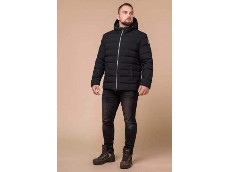Куртка зимняя на молнии мужская цвет черный-серебро модель 45115, фото 2