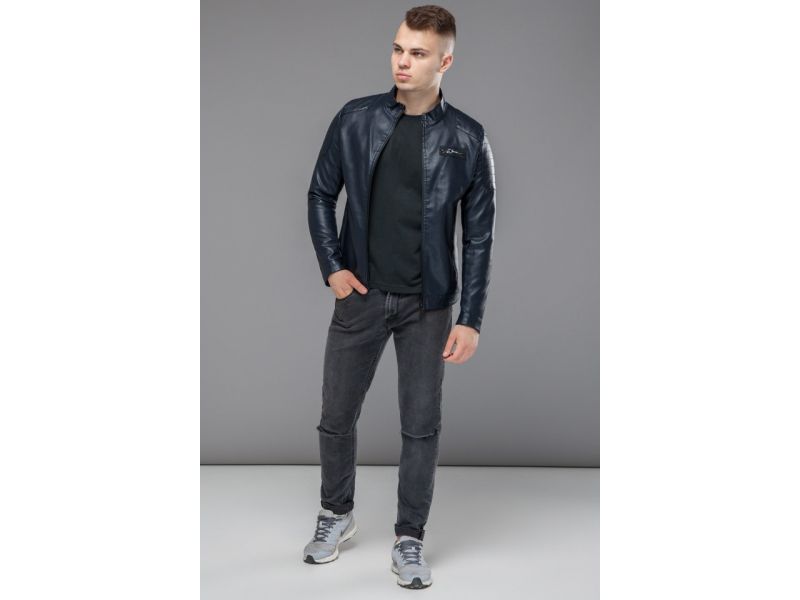 Темно-синяя куртка молодежная мужская осенне-весенняя модель 36361, фото 3