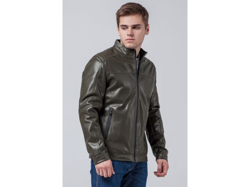 Осенне-весенняя молодежная мужская куртка цвета хаки модель 4834, фото 3