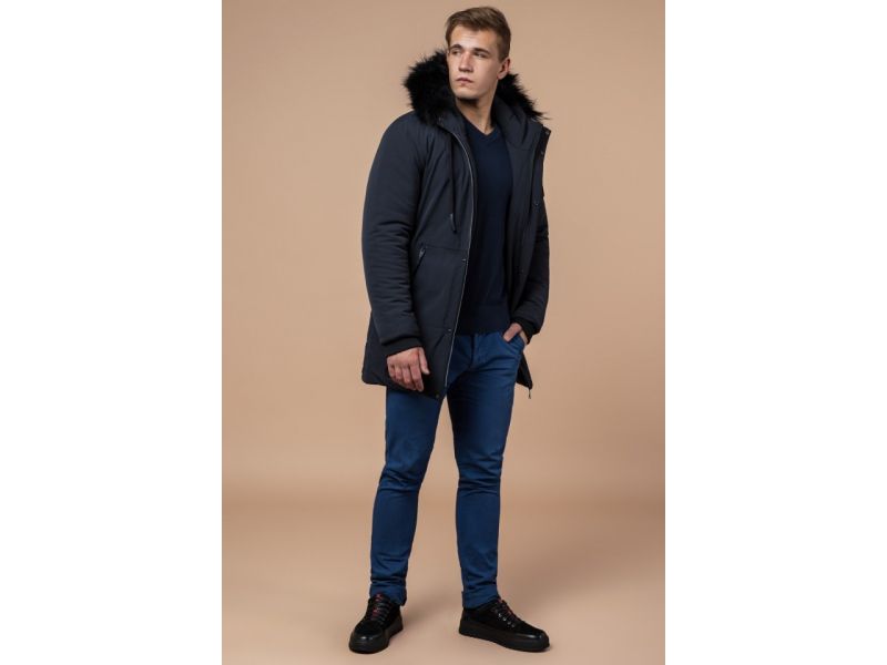 Парка графитовая мужская зимняя стандартной длины модель 9985, фото 3