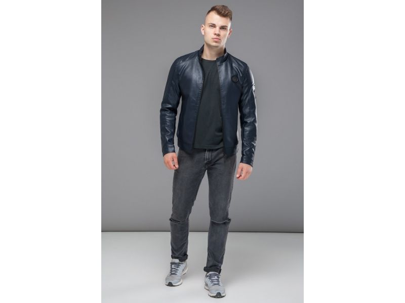 Темно-синяя мужская молодежная куртка непромокаемая осенне-весенняя модель 43663, фото 3