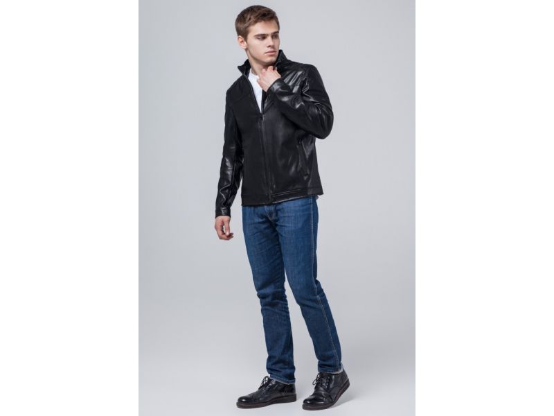 Черная мужская молодежная куртка осенне-весенняя модель 4834, фото 2