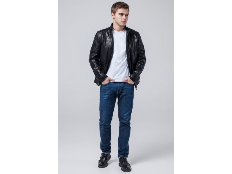 Черная мужская молодежная куртка осенне-весенняя модель 4834, фото 3