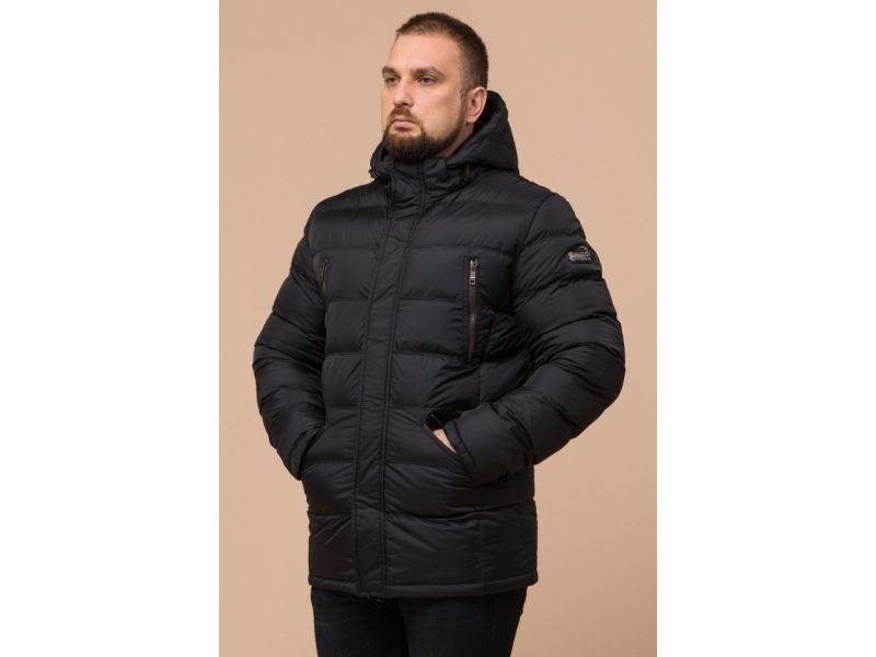 Куртка большого размера мужская черного цвета на зиму модель 12952, фото 3