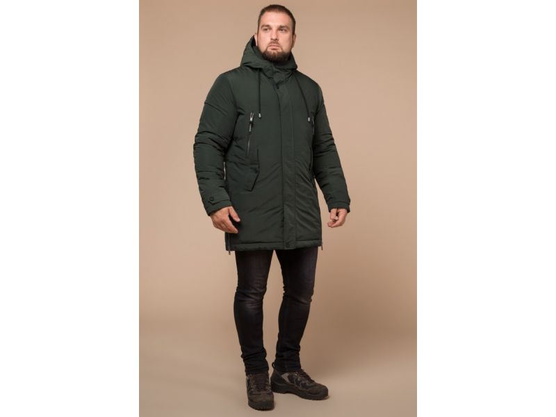 Теплая парка цвета хаки мужская зимняя модель 19058, фото 2