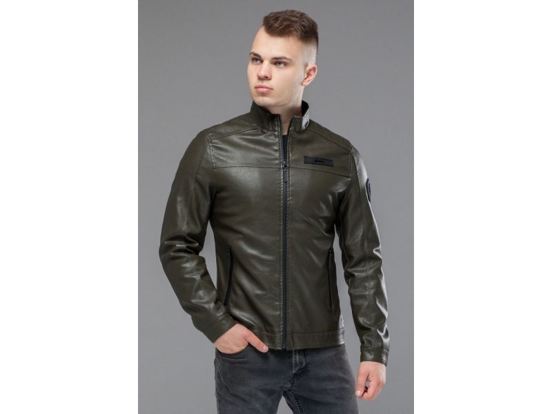 Осенне-весенняя куртка мужская молодежная цвета хаки модель 25825, фото 3