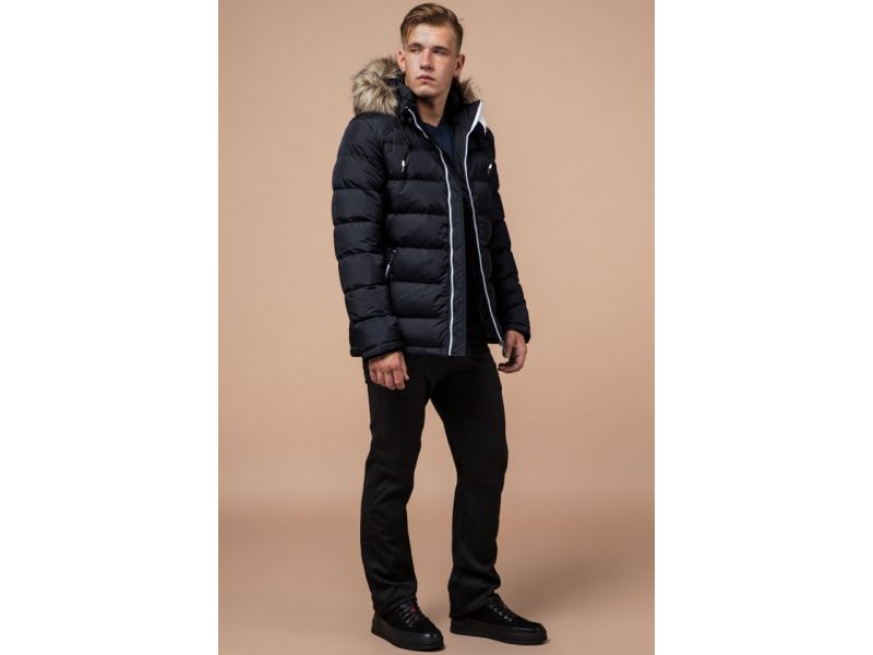 Зимняя мужская куртка цвет темно-синий-белый модель 38268, фото 3