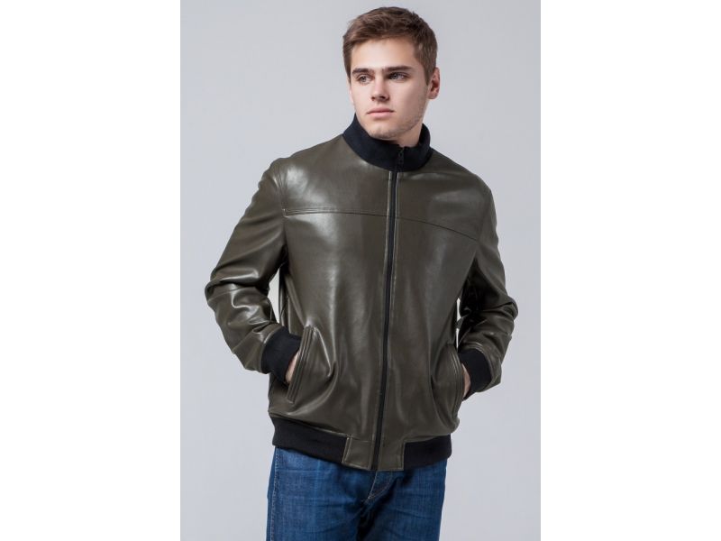 Осенне-весенняя молодежная легкая куртка мужская цвета хаки модель 2970, фото 3