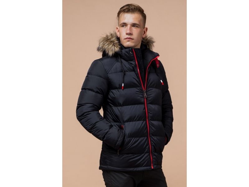 Мужская куртка темно-сине-красная зимняя модель 38268, фото 3