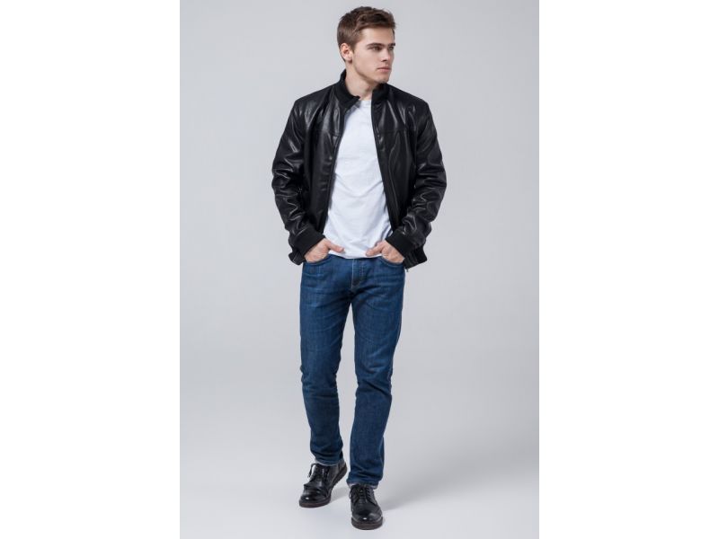 Молодежная черная мужская куртка осенне-весенняя модель 2970, фото 2