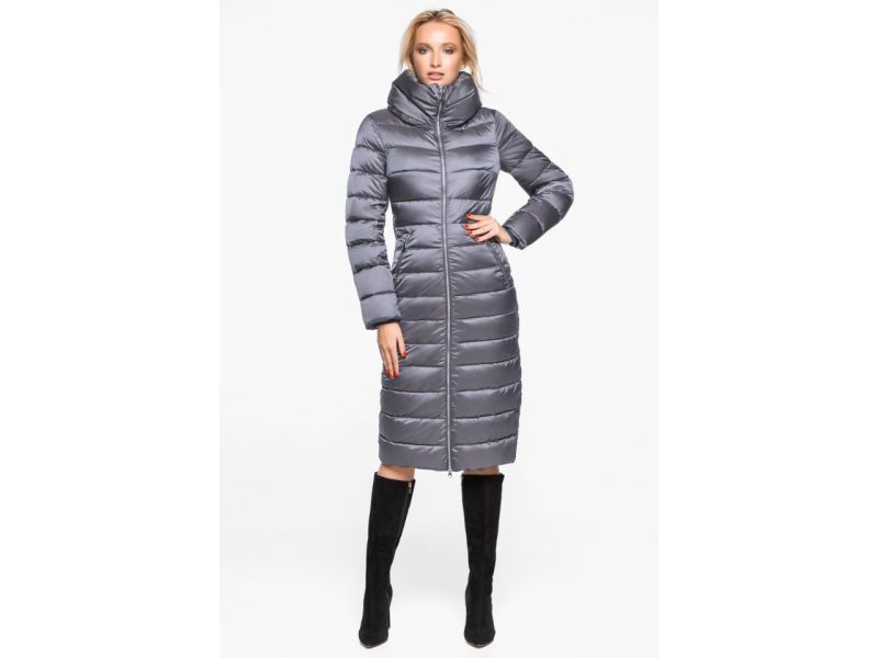 Жемчужно-серый зимний воздуховик женский модель 31074, фото 2
