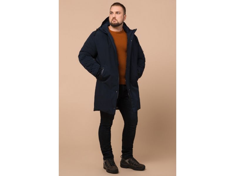 Зимняя темно-синяя парка для мужчин модель 23425, фото 2