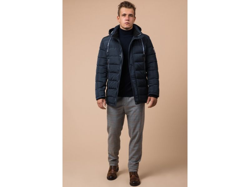 Брендовая куртка синяя мужская на зиму модель 38828, фото 3