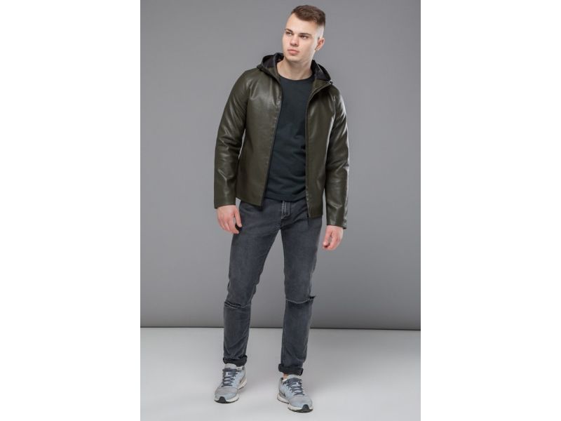 Куртка молодежная цвета хаки осенне-весенняя мужская модель 15353, фото 3