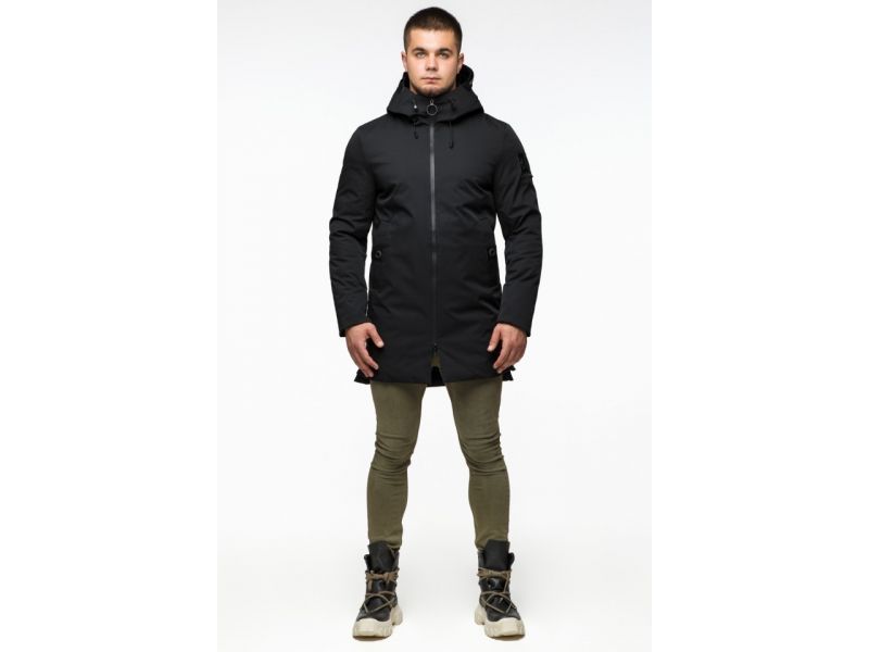 Черная парка осенне-весенняя мужская молодежная модель 25650, фото 2