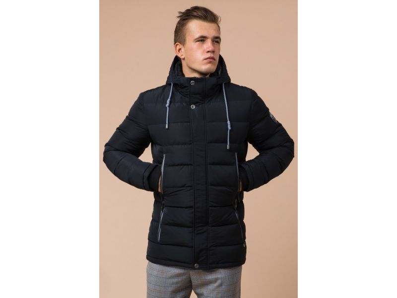 Мужская практичная куртка черно-синяя зимняя модель 38828, фото 3