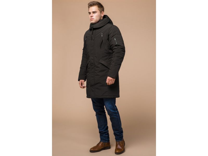 Парка коричневая мужская зимняя удлиненная модель 23675, фото 2