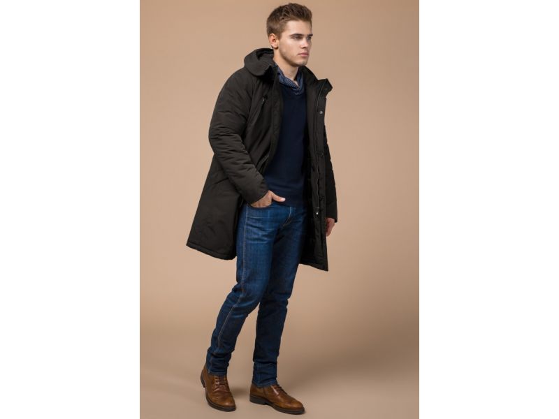 Парка коричневая мужская зимняя удлиненная модель 23675, фото 3