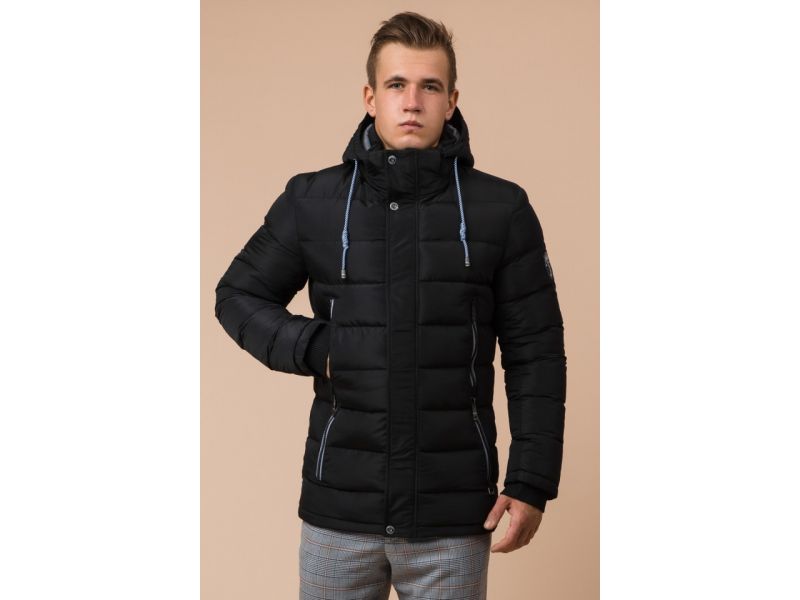 Стильная мужская куртка зимняя черная модель 38828, фото 3