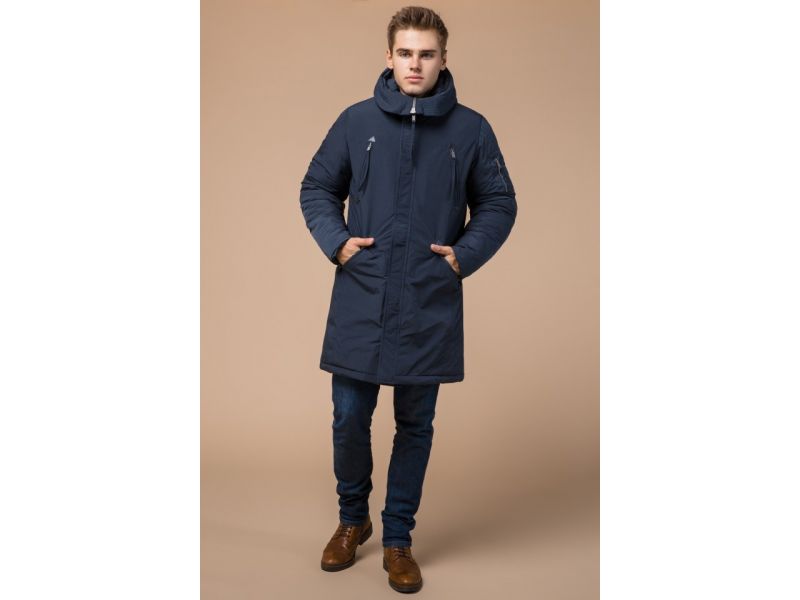 Зимняя мужская парка синего цвета модель 23675, фото 2