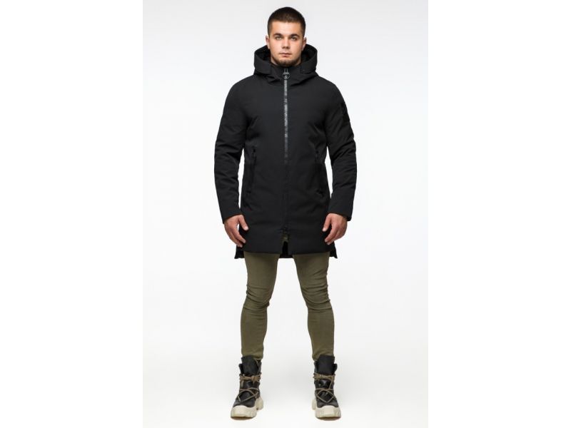 Парка мужская осенне-весенняя молодежная черная модель 25740, фото 2