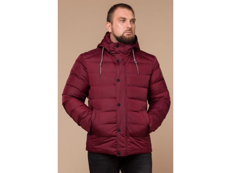 Мужская бордовая куртка с карманами зимняя модель 46215, фото 3