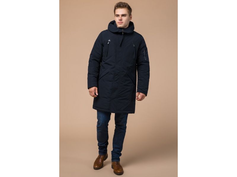 Мужская зимняя парка темно-синяя модель 23675, фото 2