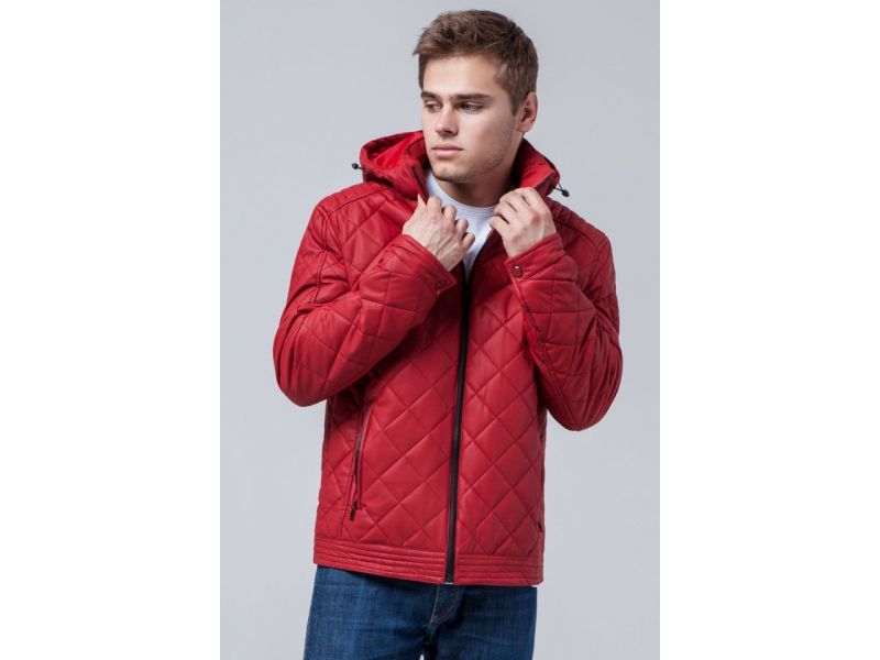 Красная мужская куртка осенне-весенняя молодежная модель 2072, фото 3