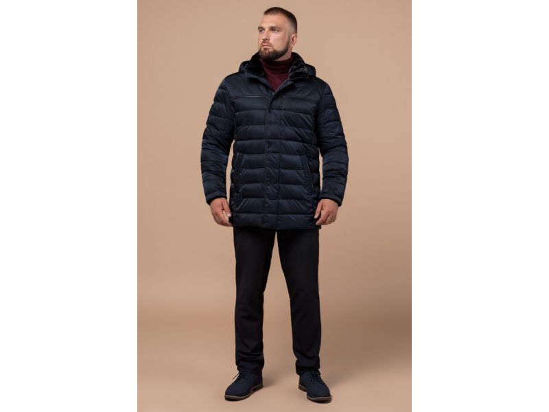 Куртка зимняя мужская высокого качества темно-синего цвета модель 16120, фото 2