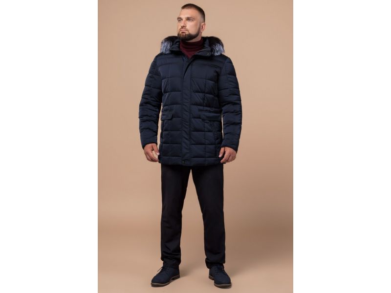 Куртка теплая для мужчин зимняя синего цвета модель 16125, фото 3