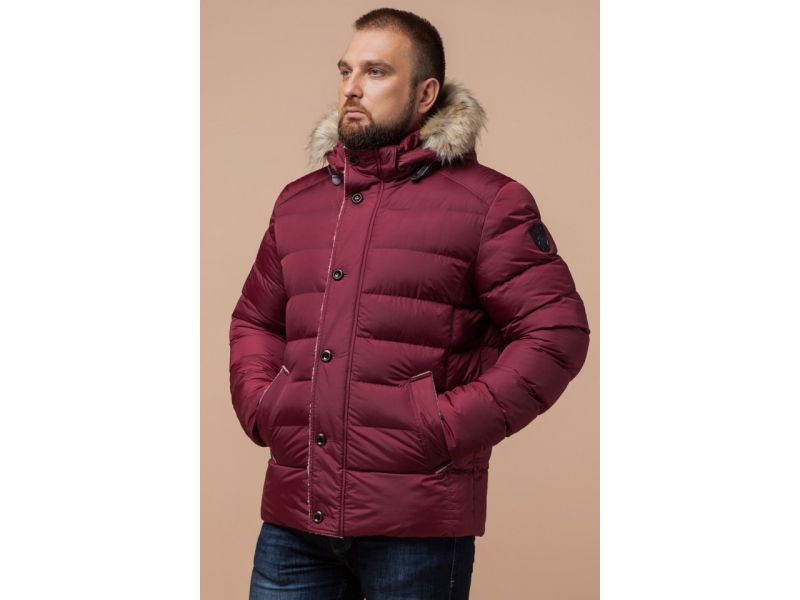 Куртка мужская зимняя оригинальная цвет бордовый модель 12149, фото 3