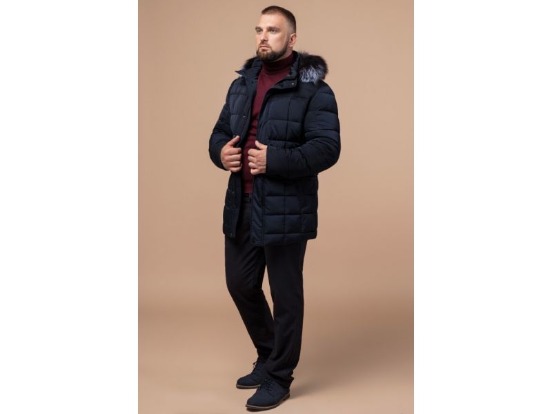 Куртка теплая для мужчин зимняя синего цвета модель 16125, фото 2