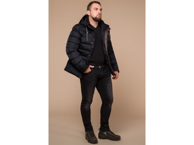 Износостойкая мужская куртка черная зимняя модель 46215, фото 3
