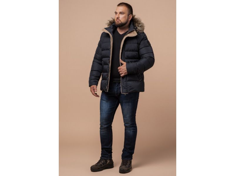 Куртка для мужчин брендовая зимняя графитовая модель 12149, фото 3