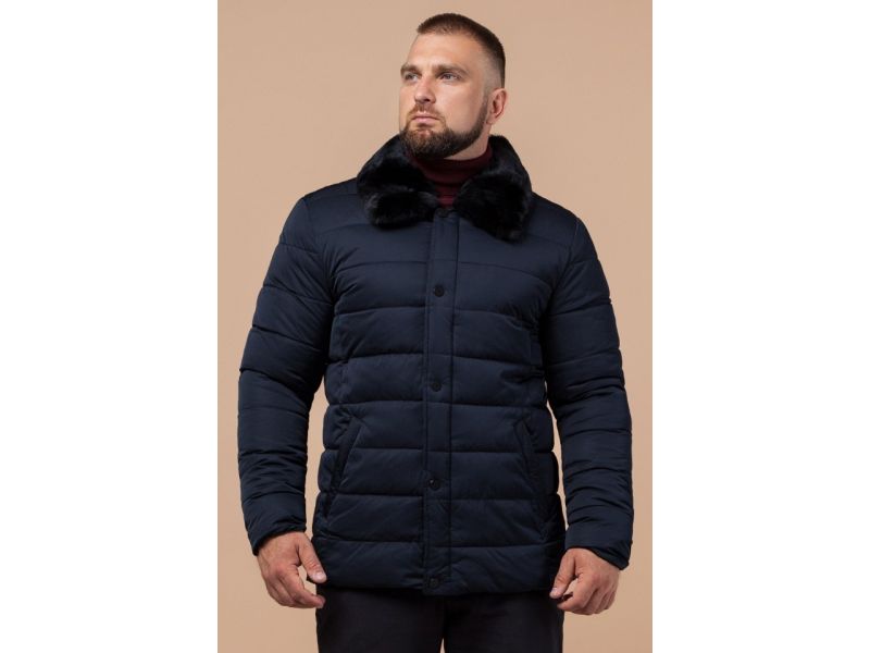 Темно-синяя практичная мужская куртка зимняя модель 16148, фото 3