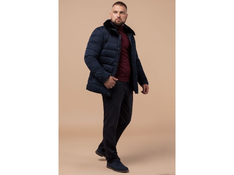Темно-синяя практичная мужская куртка зимняя модель 16148, фото 2