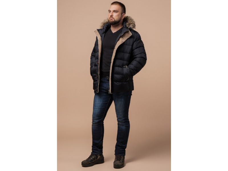 Куртка на зиму мужская стильная черного цвета модель 12149, фото 2