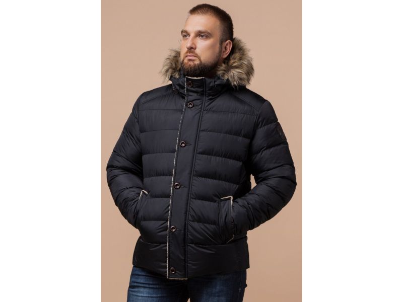 Куртка на зиму мужская стильная черного цвета модель 12149, фото 3