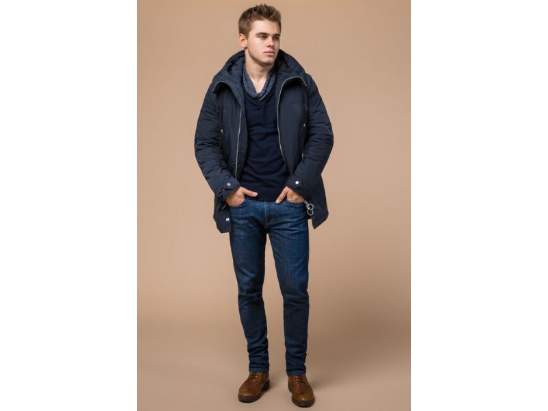 Парка теплая синяя мужская зимняя модель 28431, фото 3